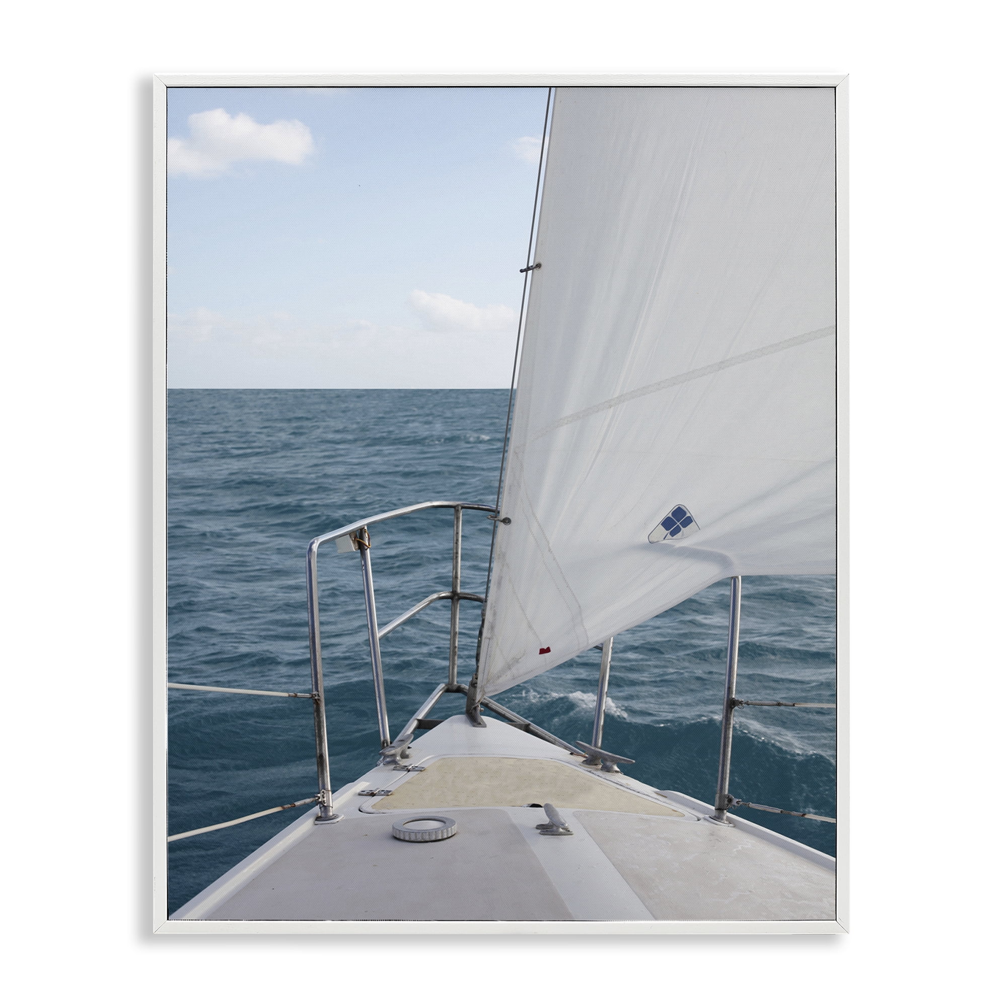 Stupell Industries Ship Bow View Nautical & Beach Photography White Framed Art Print Wall Art, 24 x 30