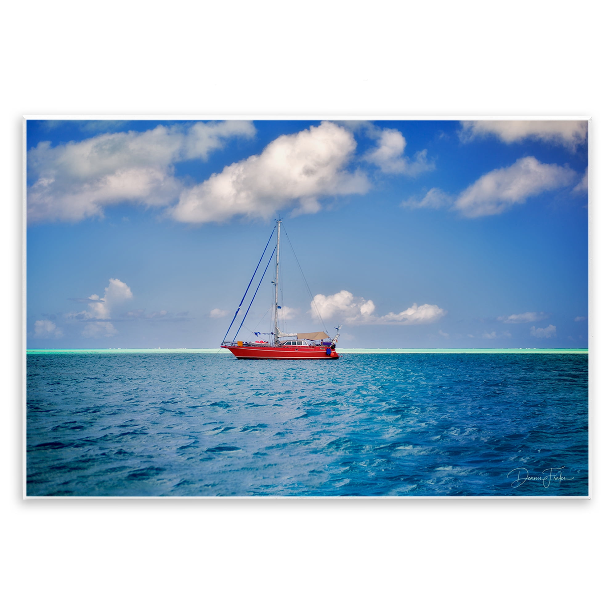 Stupell Industries Ship & Cloudy Sea Nautical & Beach Photography Unframed Art Print Wall Art, 15 x 10