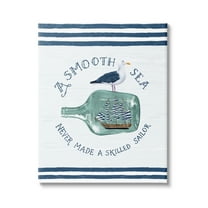Stupell Industries Ship In Bottle Seagull Striped Nautical Phrase Graphic Art Gallery Wrapped Canvas Print Wall Art, Design by Raquel Maciel