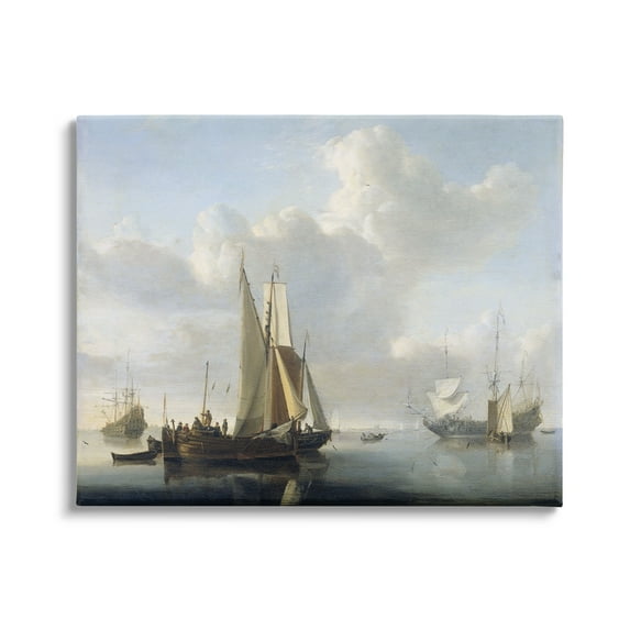 Stupell Industries Ships before the Shore Willem van de Velde Classic Painting Painting Gallery Wrapped Canvas Print Wall Art, Design by one1000paintings