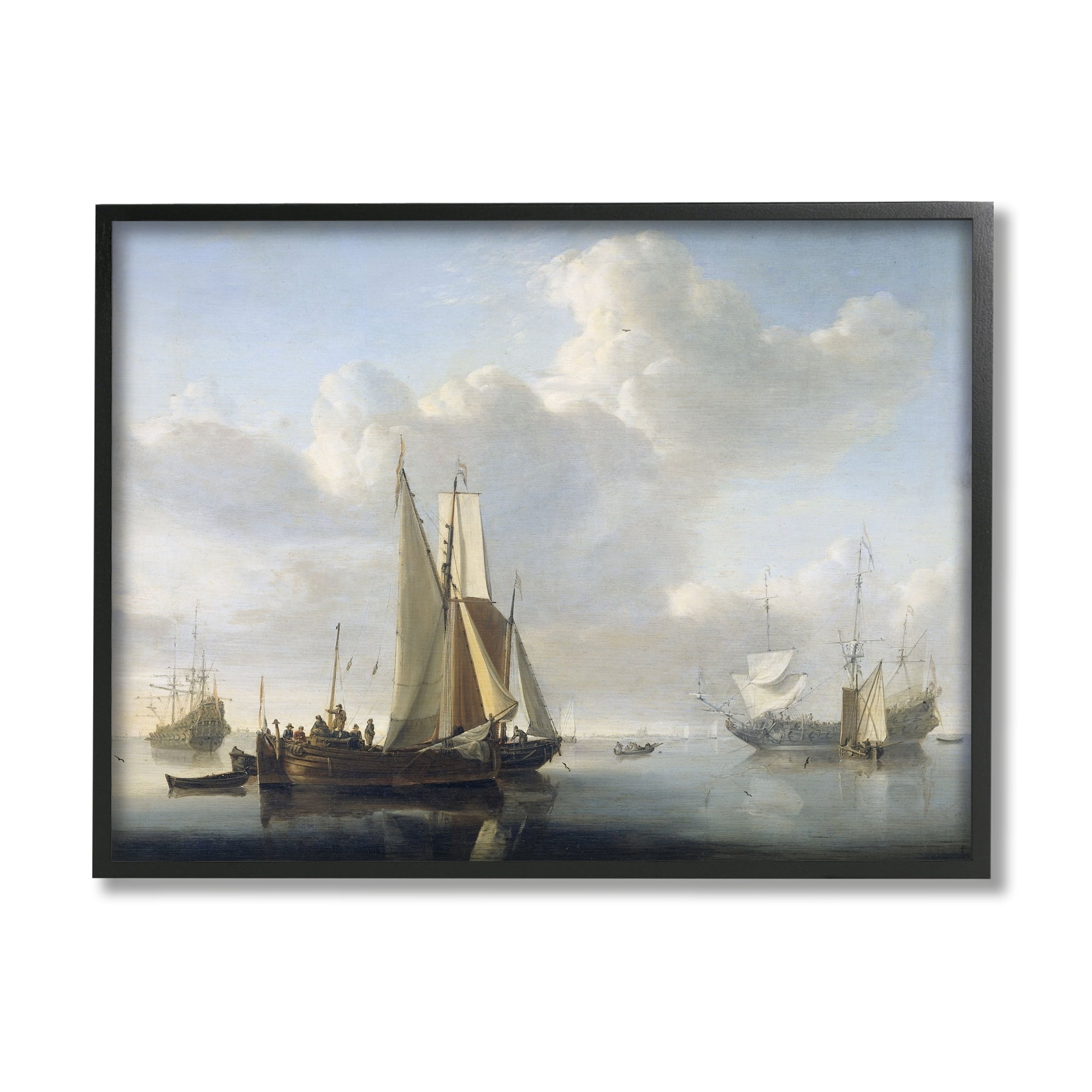 Stupell Industries Ships before the Shore Willem van de Velde Classic Painting Painting Black Framed Art Print Wall Art, Design by one1000paintings