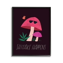 Stupell Industries Shitake Happens Mushroom Botanical & Floral Painting Black Framed Art Print Wall Art, 11 x 14