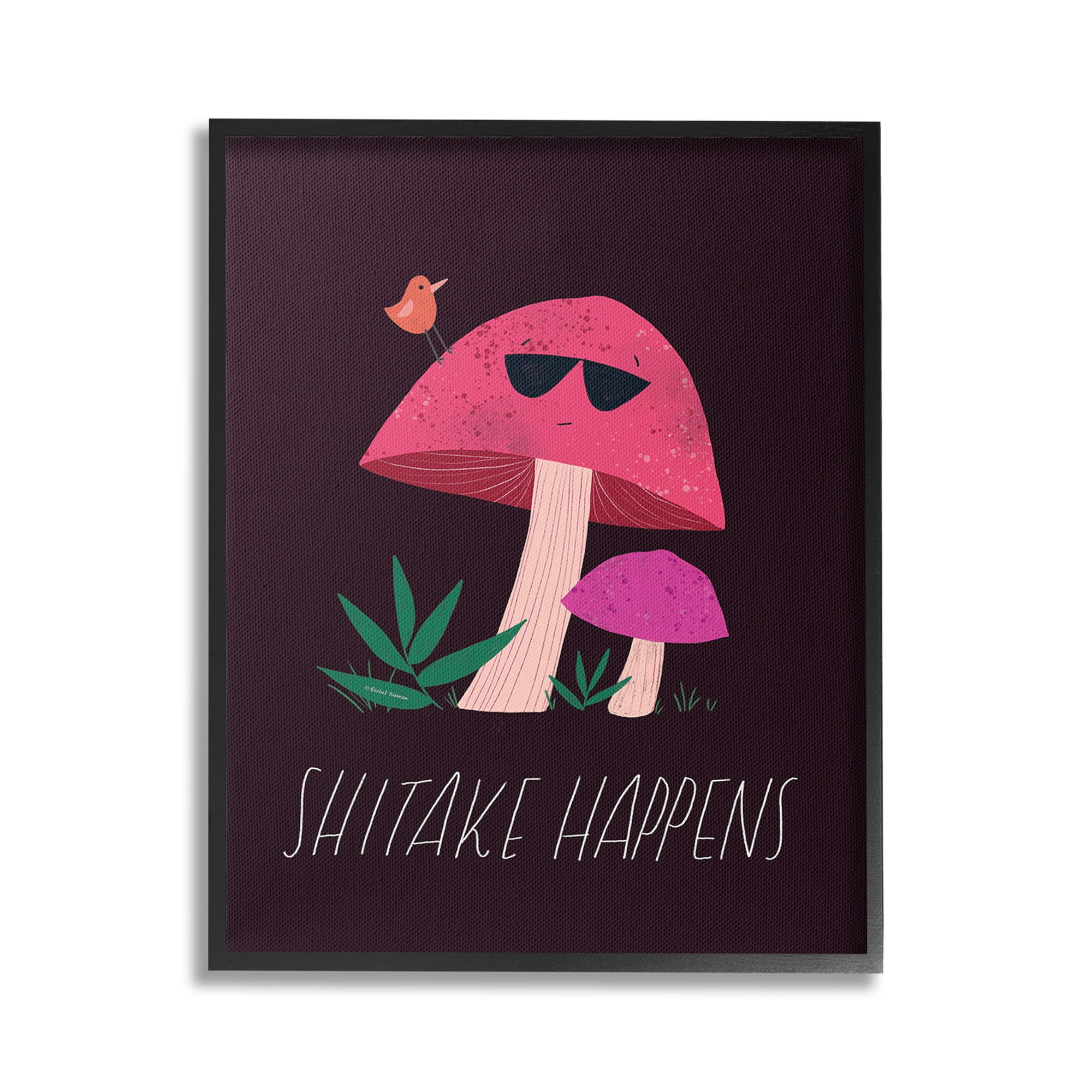 Stupell Industries Shitake Happens Mushroom Botanical & Floral Painting Black Framed Art Print Wall Art, 24 x 30