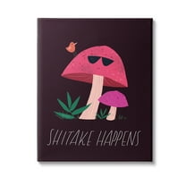 Stupell Industries Shitake Happens Mushroom Botanical & Floral Painting Gallery Wrapped Canvas Art Print Wall Art, 16 x 20