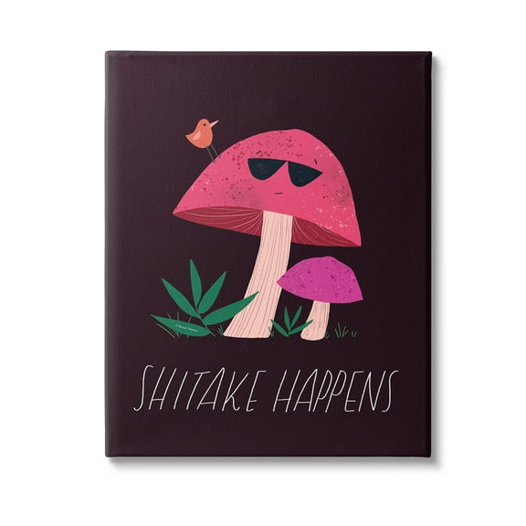 Stupell Industries Shitake Happens Mushroom Botanical & Floral Painting Gallery Wrapped Canvas Art Print Wall Art, 16 x 20