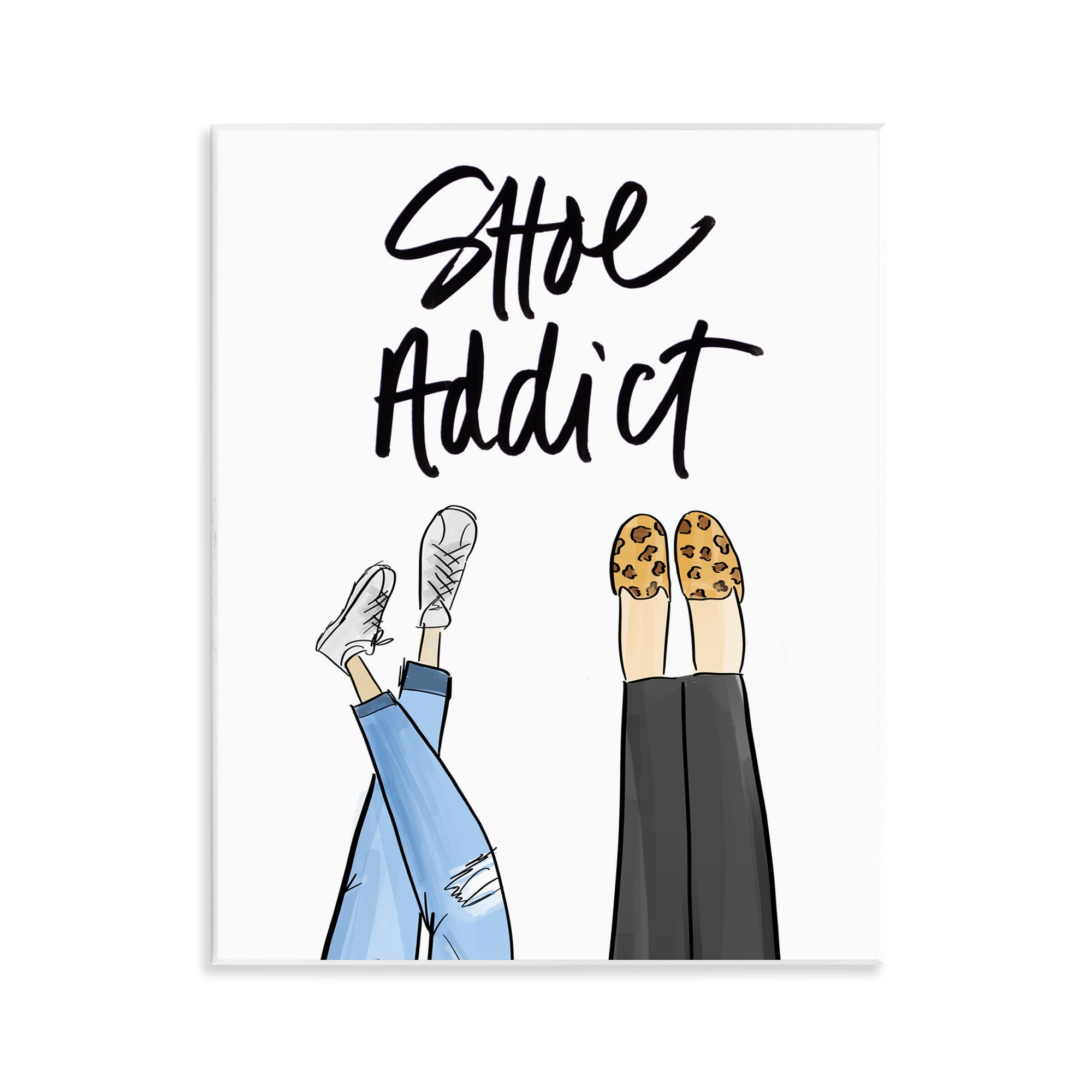 Stupell Industries Shoe Addict Phrase Beauty & Fashion Painting Unframed Art Print Wall Art, 11 x 14