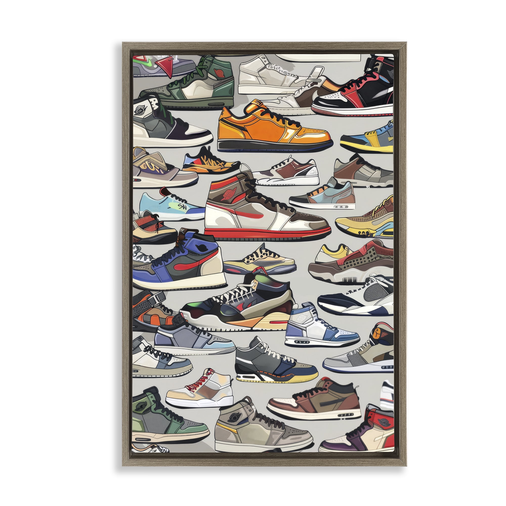 Stupell Industries Shoe Time Urban Styles Brown Framed Floater Canvas Wall Art, design by Ray Powers