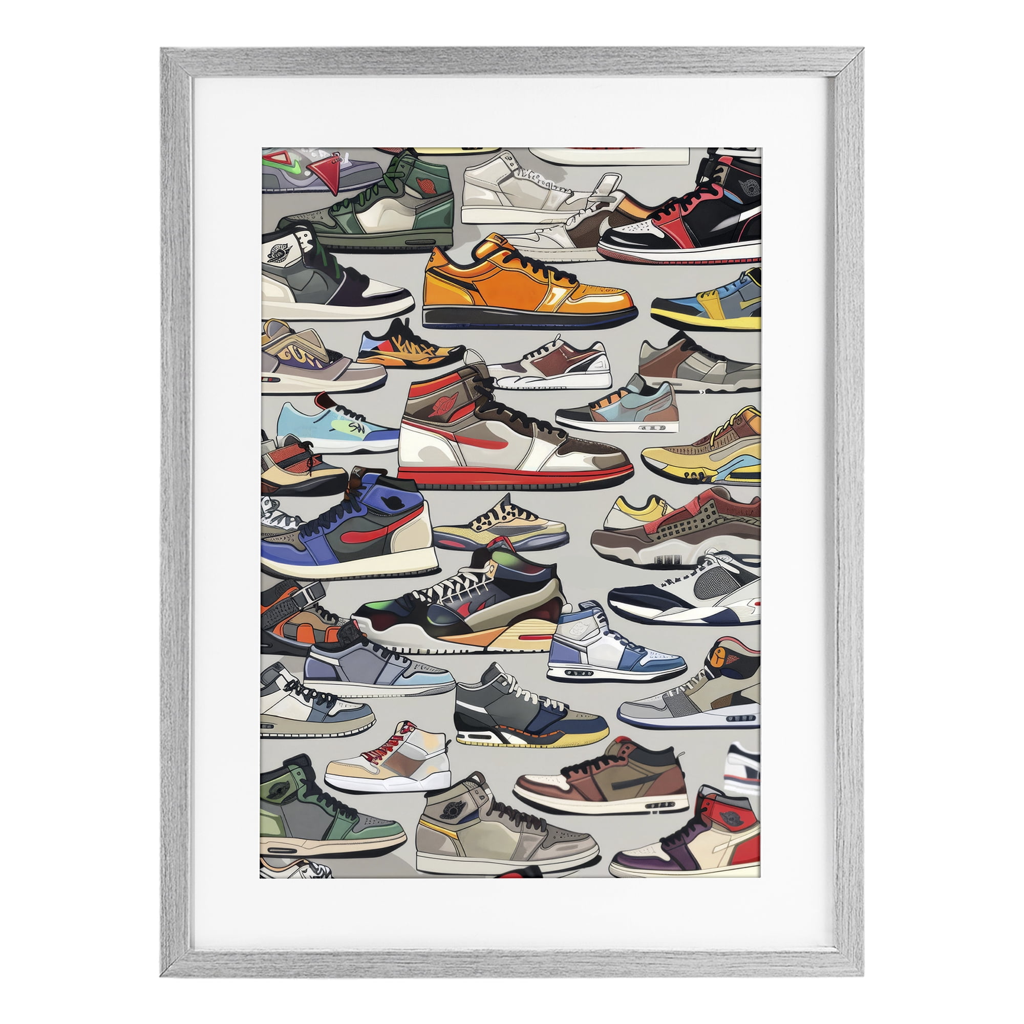 Stupell Industries Shoe Time Urban Styles Gray Framed Print Under Glass, design by Ray Powers