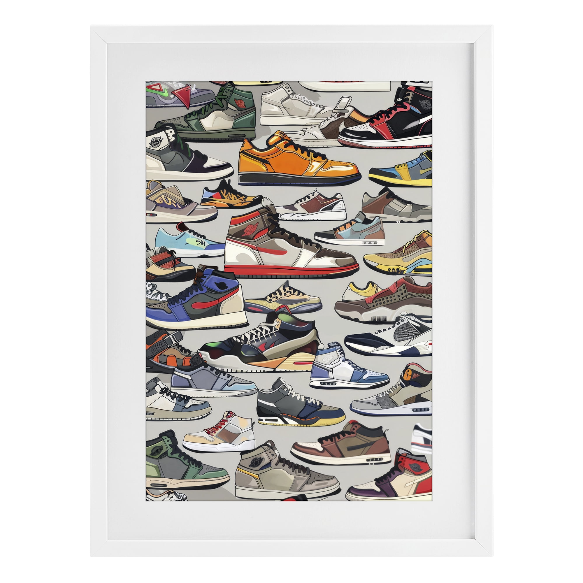 Stupell Industries Shoe Time Urban Styles White Framed Print Under Glass, design by Ray Powers