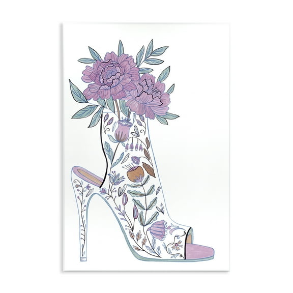 Stupell Industries Shoe with Bouquet Botanical & Floral Painting Unframed Art Print Wall Art, 10 x 15