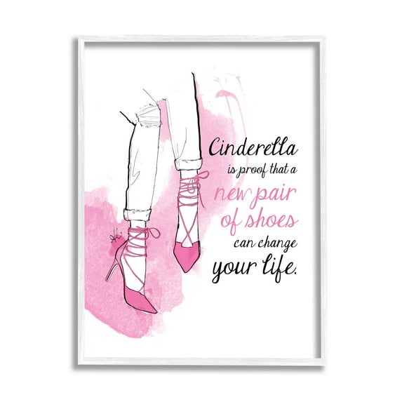 Stupell Industries Shoes Change Your Life Phrase Graphic Art White Framed Art Print Wall Art, Design by Alison Petrie