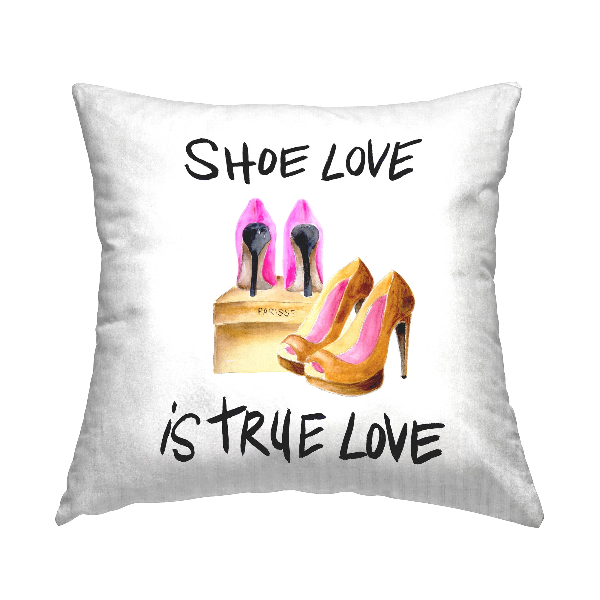Stupell Industries Shoes True Love Glam Fashion Heels Phrase Design by Regina Moore Throw Pillow