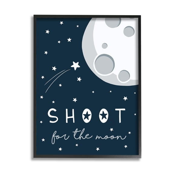 Stupell Industries Shoot for the Moon Sentiments Flying Stars Blue White, 11 x 14, Designed by Elizabeth Tyndall