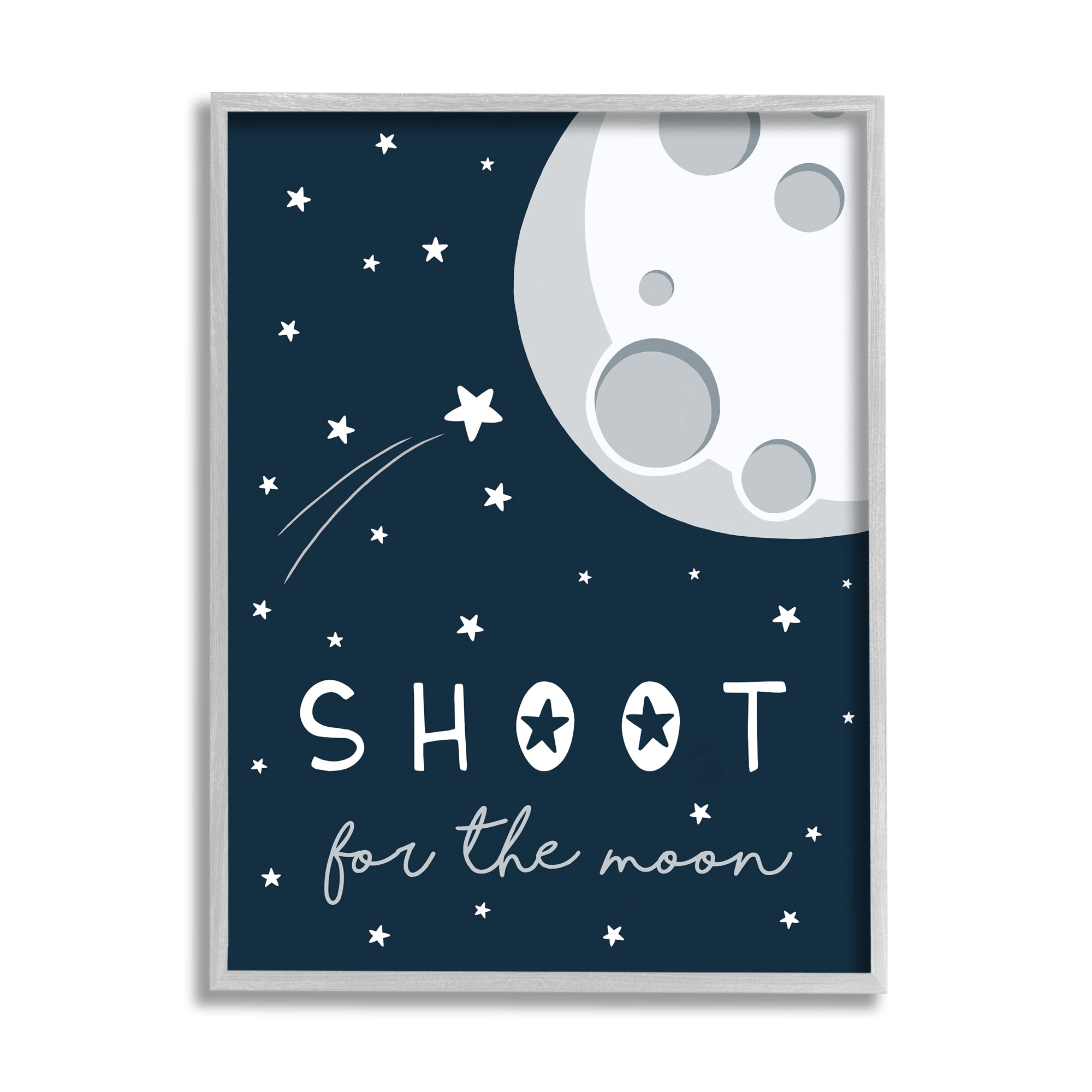 Stupell Industries Shoot for the Moon Sentiments Flying Stars Blue White, 16 x 20, Designed by Elizabeth Tyndall