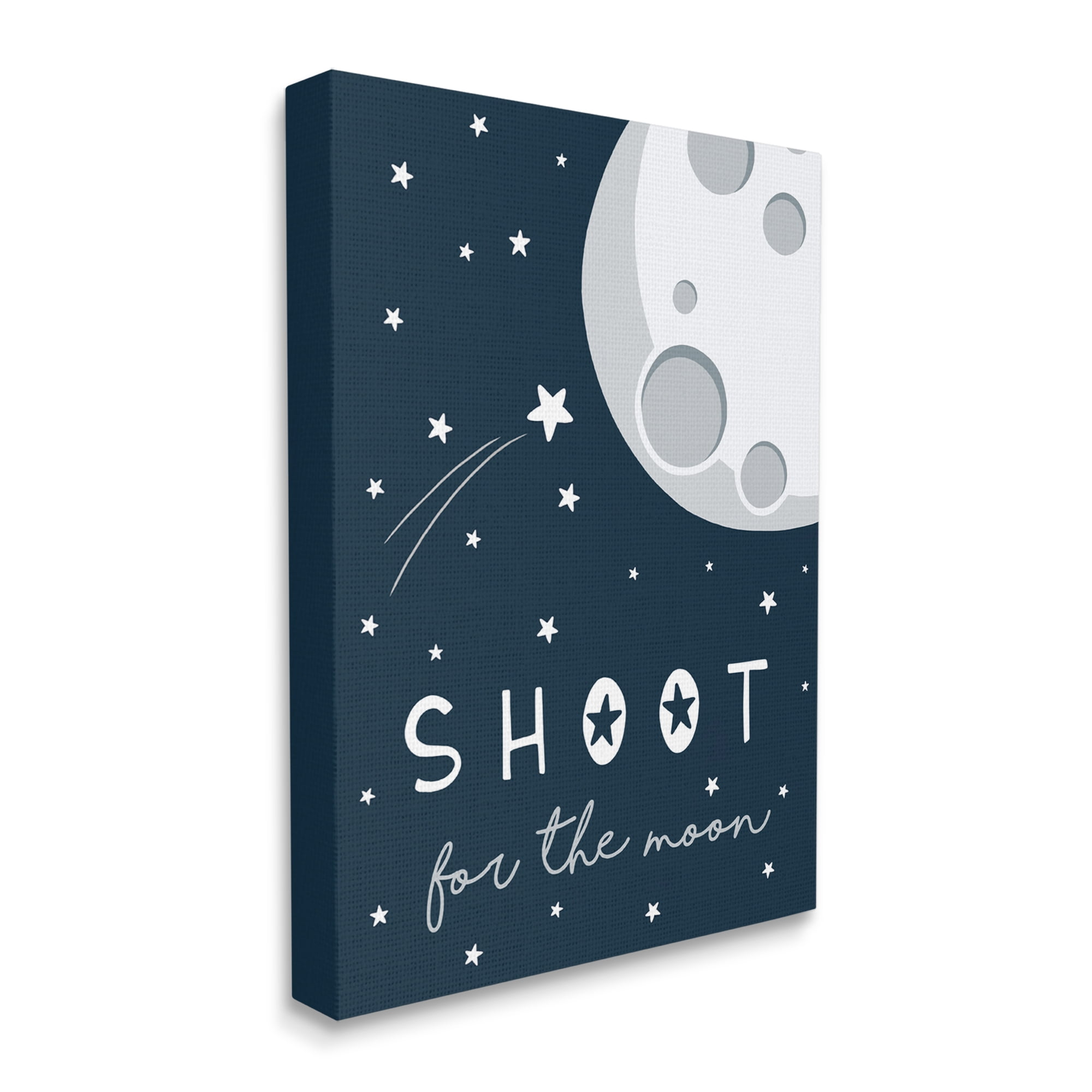Stupell Industries Shoot for the Moon Sentiments Flying Stars Blue White, 30 x 40, Designed by Elizabeth Tyndall