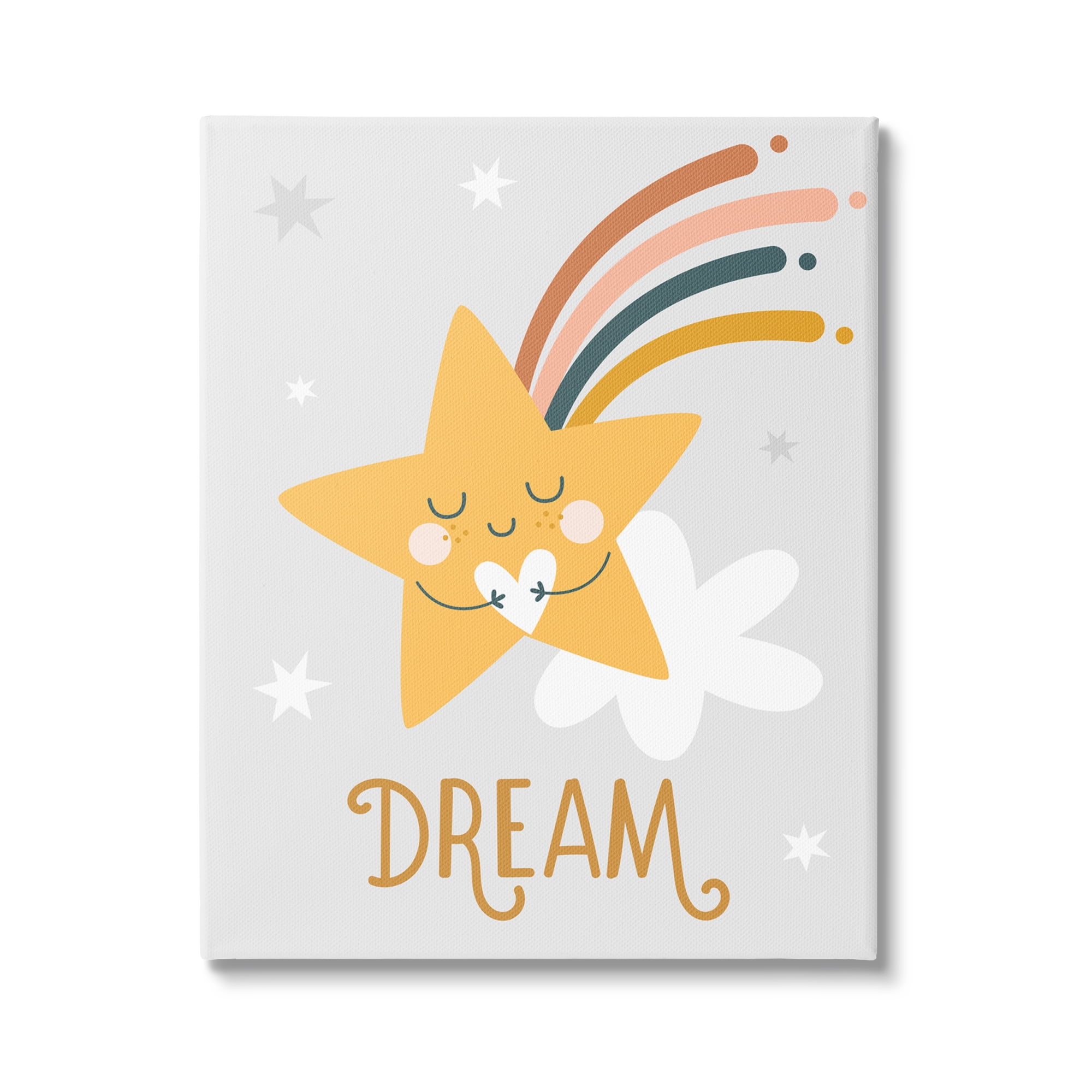 Stupell Industries Shooting Star Smile Casual Dream Calligraphy Pattern Graphic Art Gallery Wrapped Canvas Print Wall Art, Design by Ilis Aviles