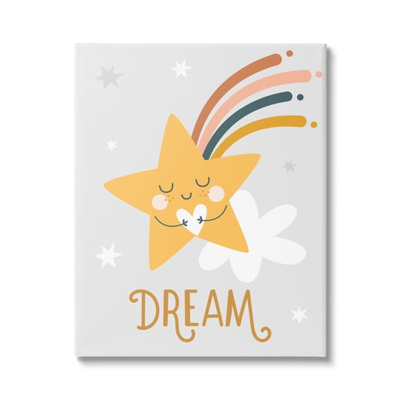 Stupell Industries Shooting Star Smile Casual Dream Calligraphy Pattern Graphic Art Gallery Wrapped Canvas Print Wall Art, Design by Ilis Aviles