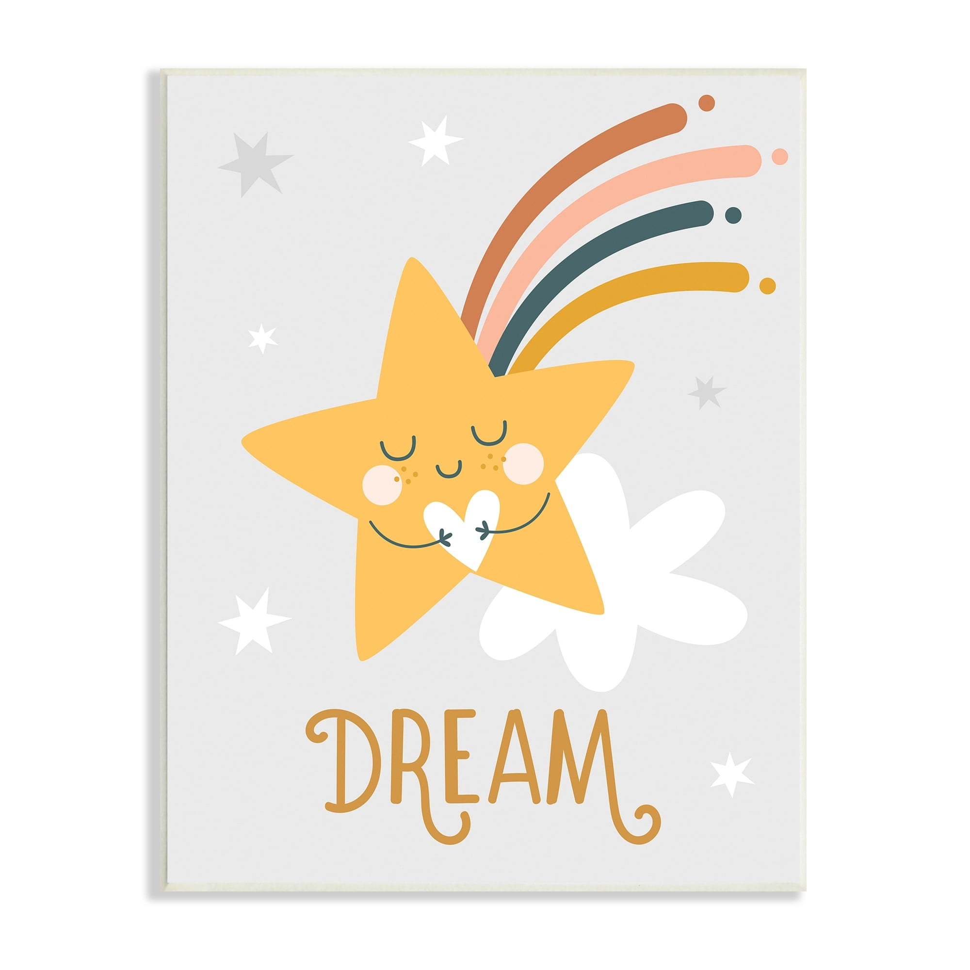 Stupell Industries Shooting Star Smile Casual Dream Calligraphy Pattern Graphic Art Unframed Art Print Wall Art, Design by Ilis Aviles