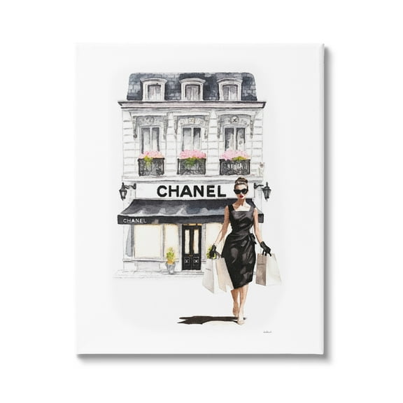 Stupell Industries Shopping Fashion Storefront Town & City Painting Gallery Wrapped Canvas Art Print Wall Art, 16 x 20