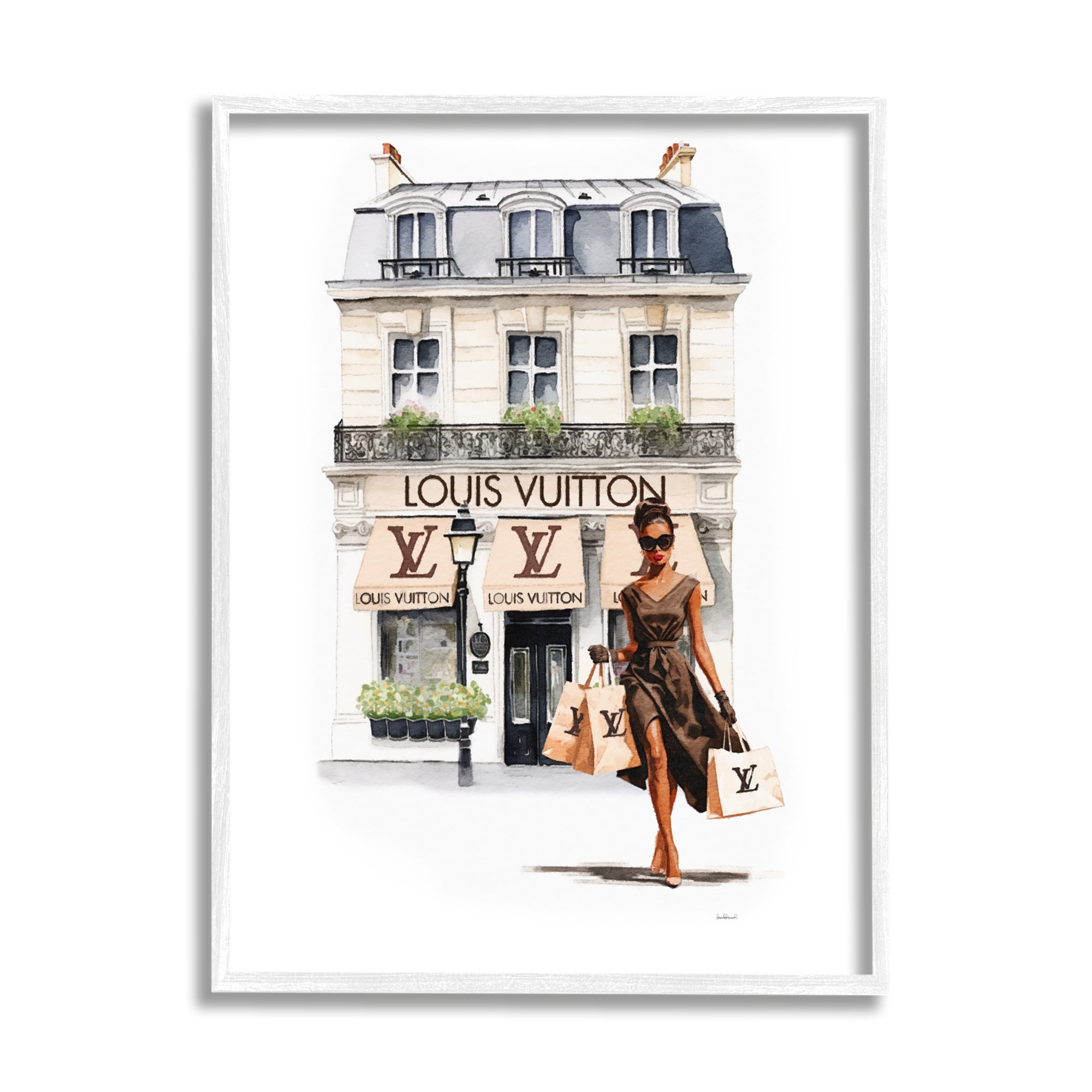 Stupell Industries Shopping Glam Storefront Town & City Painting White Framed Art Print Wall Art, 16 x 20
