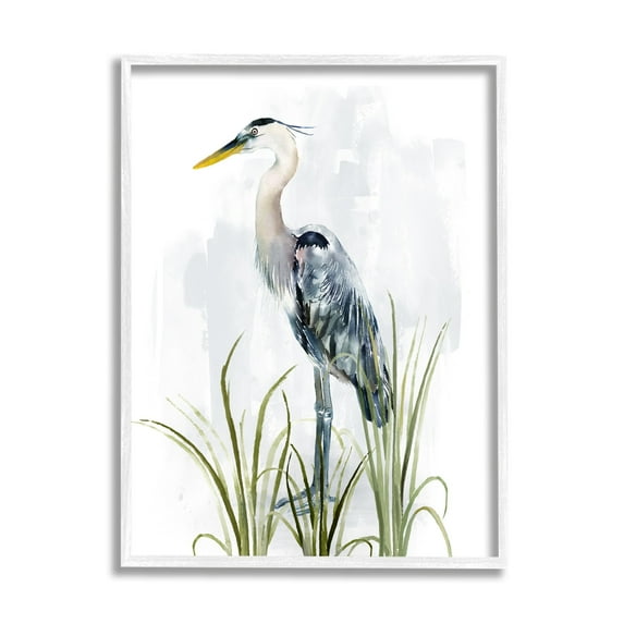 Stupell Industries Shore Bird Looking Left Animals & Insects Painting White Framed Art Print Wall Art, 24 x 30
