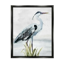 Stupell Industries Shore Bird Portrait Animals & Insects Painting Black Floater Framed Canvas Art Print Wall Art, 17 x 21