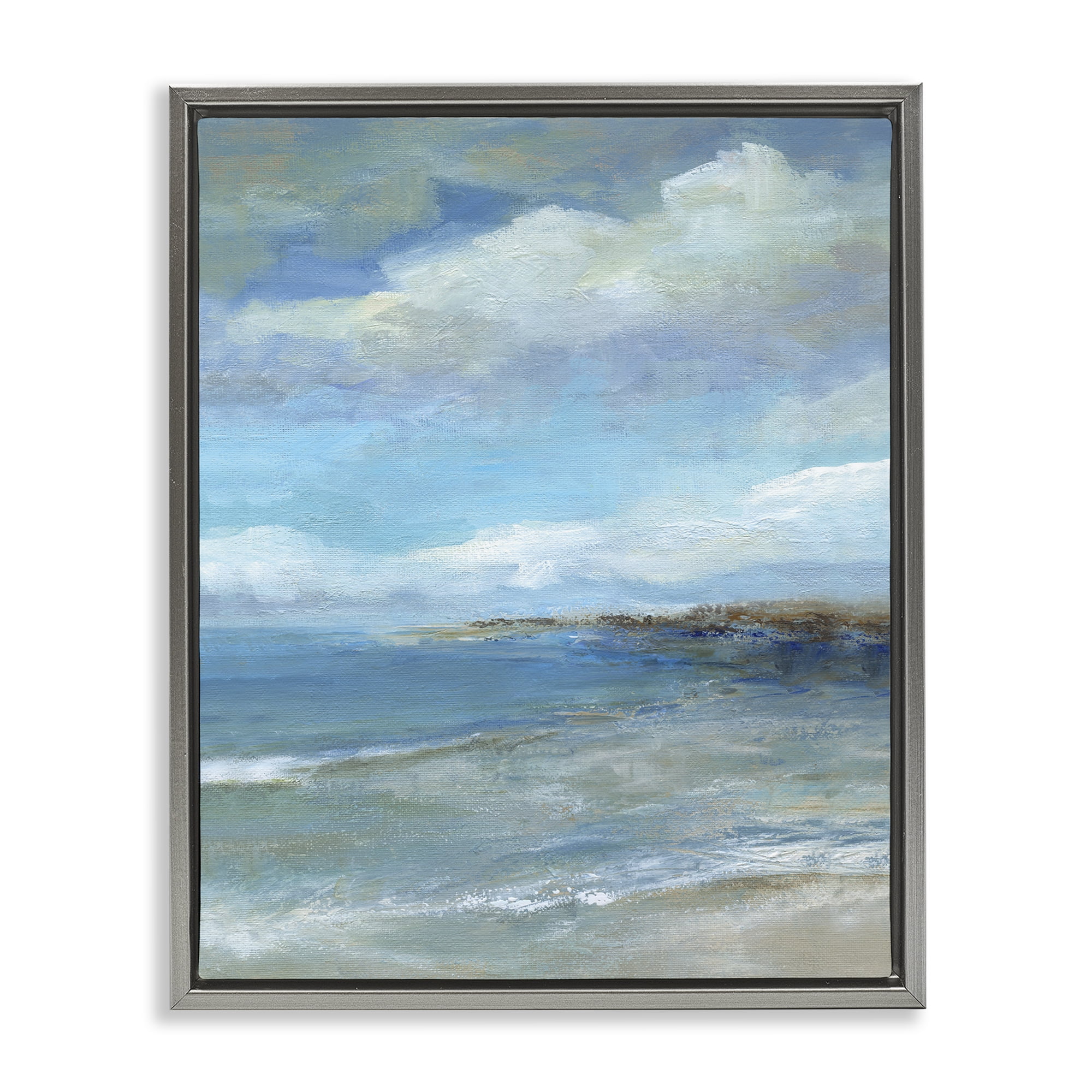 Stupell Industries Shore's Calm Breeze Gray Framed Floater Canvas Wall Art, design by Carol Robinson