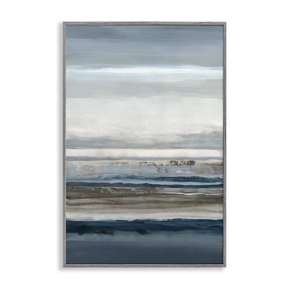 Stupell Industries Shoreline Echoes Abstraction Gray Framed Giclee Art design by Hannah Dawson, 24 x 16