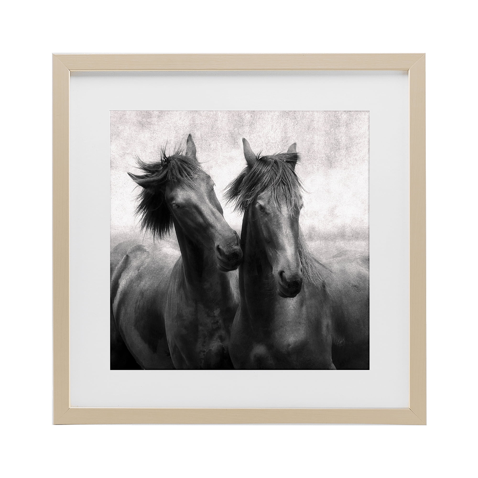 Stupell Industries Short Haired Horse Pair Birch Framed Print Under Glass, design by Lars Van de Goor