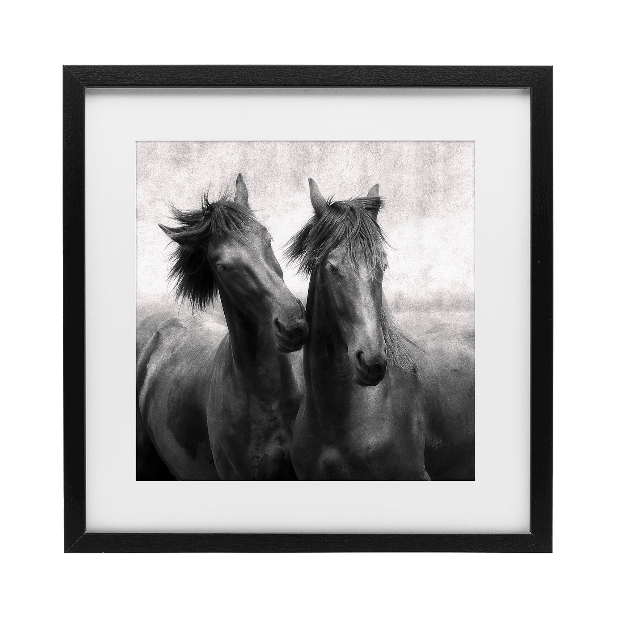 Stupell Industries Short Haired Horse Pair Black Framed Print Under Glass, design by Lars Van de Goor
