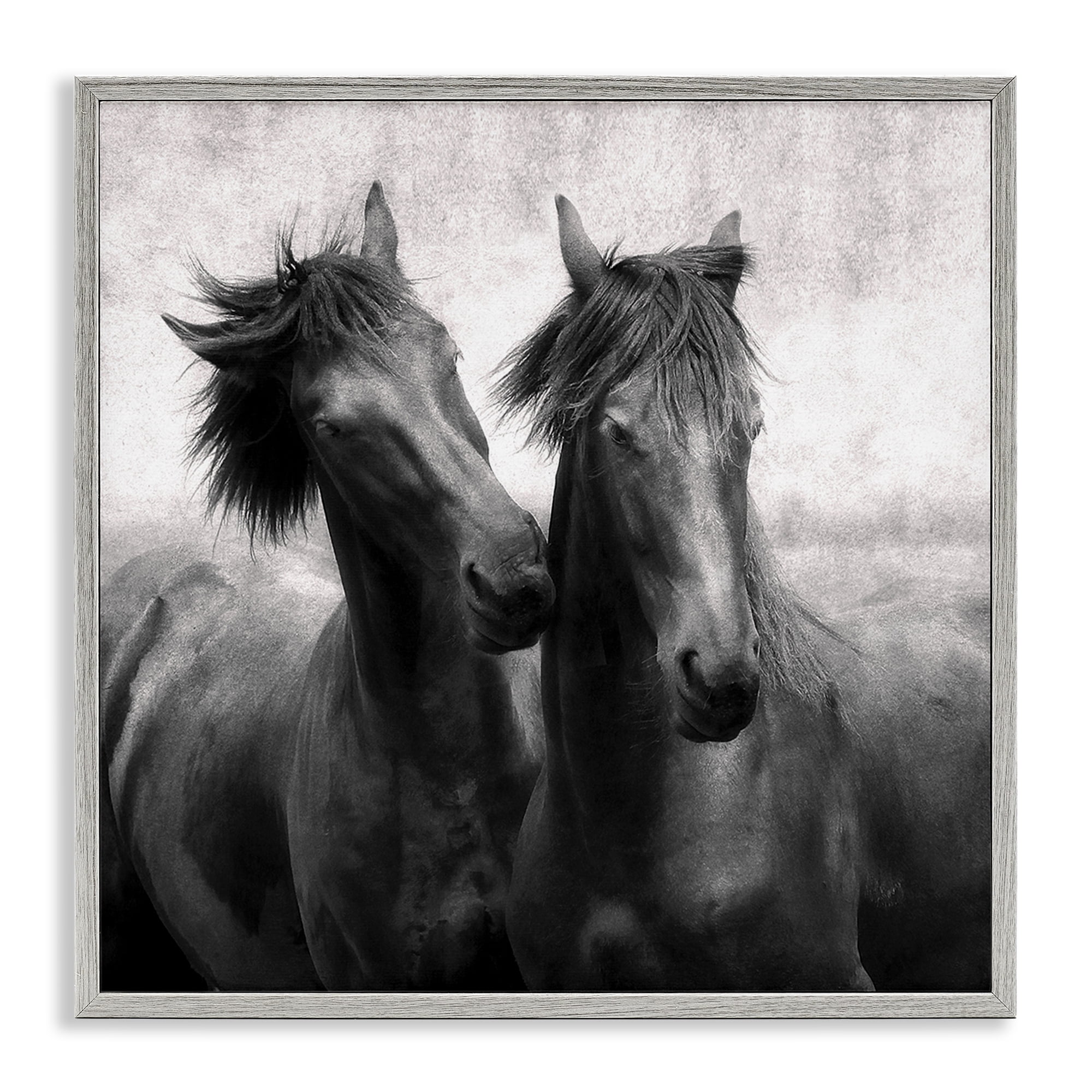 Stupell Industries Short Haired Horse Pair Gray Framed Giclee Art, design by Lars Van de Goor