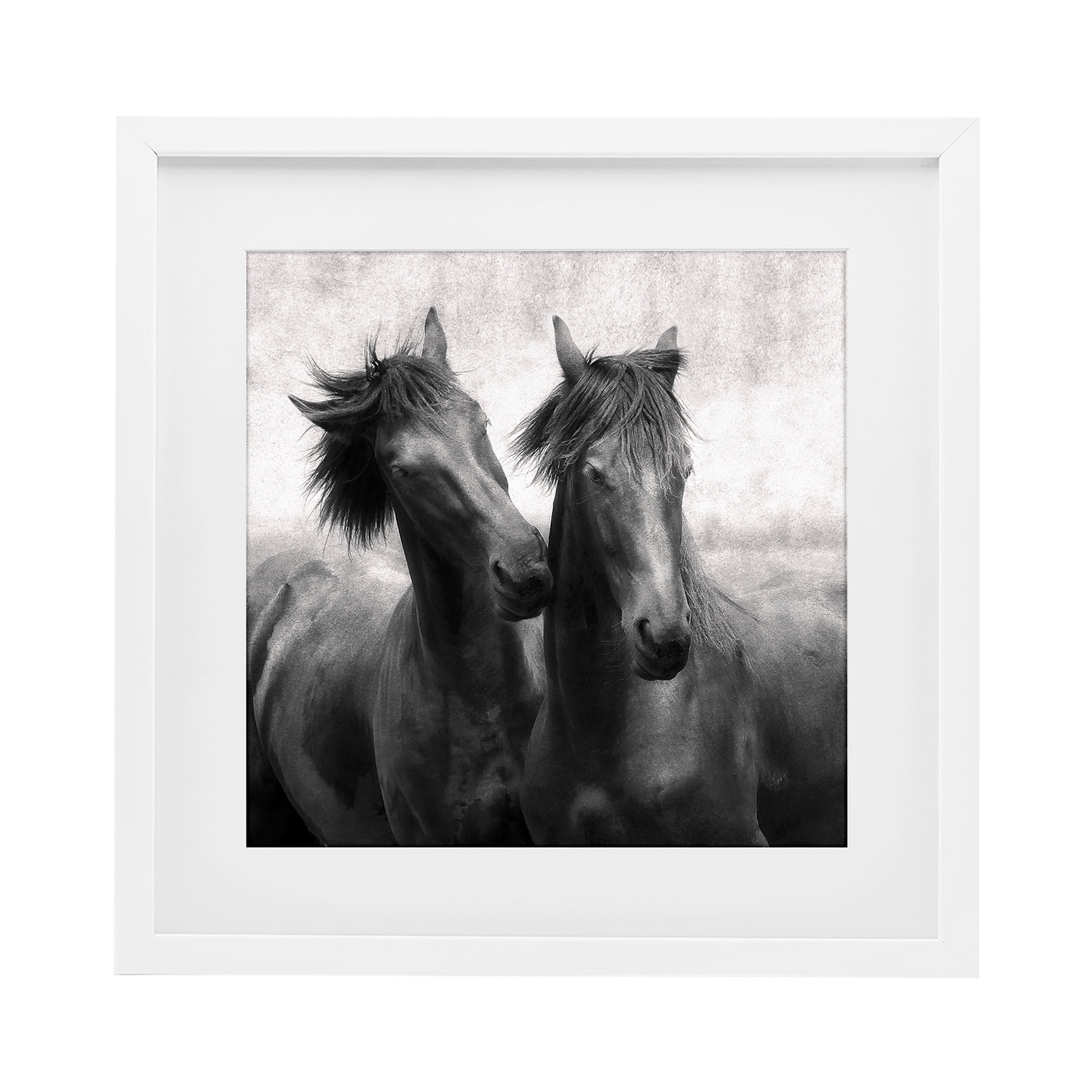 Stupell Industries Short Haired Horse Pair White Framed Print Under Glass, design by Lars Van de Goor