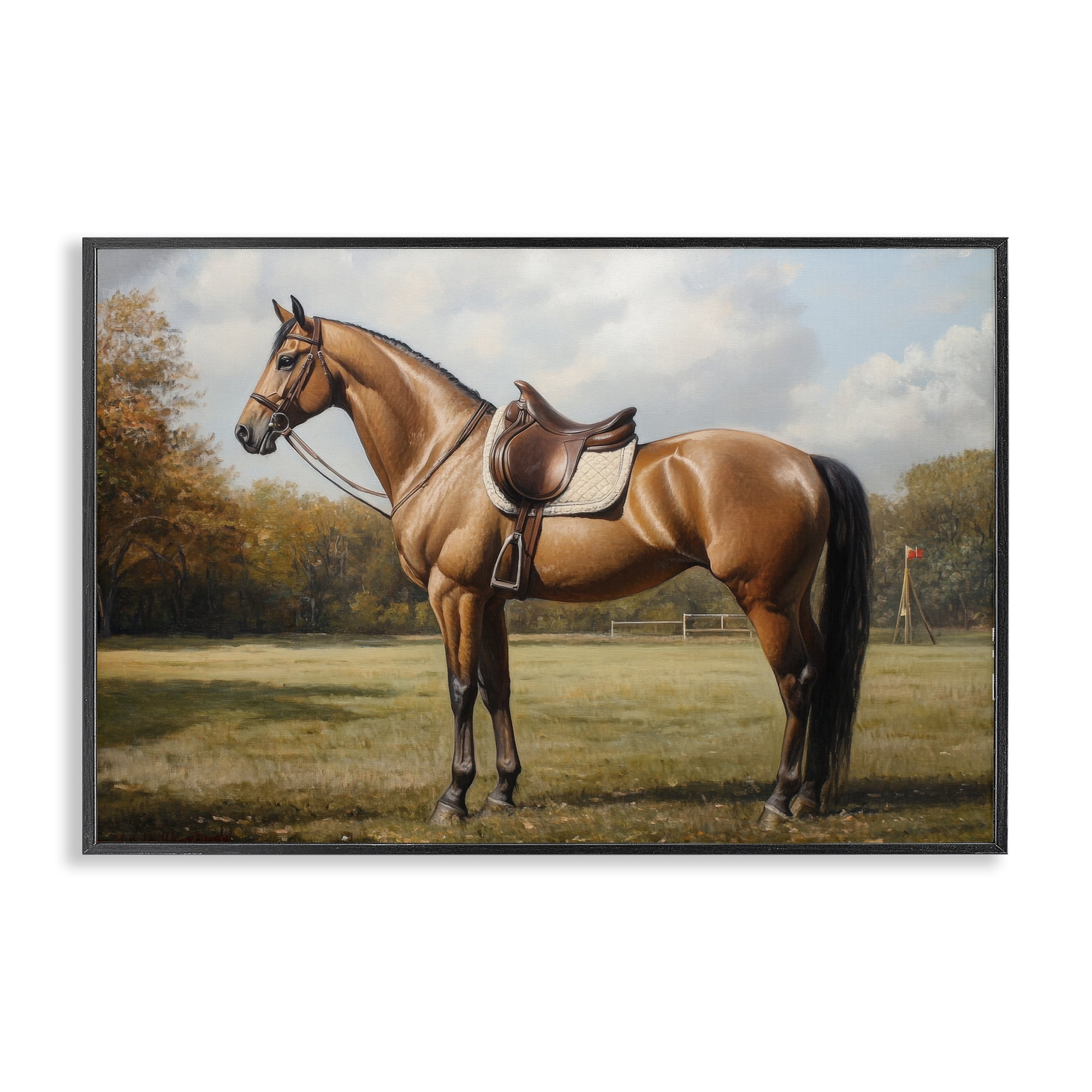 Stupell Industries Show Ready Horse with Saddle Black Framed Giclee Art, design by Petal Prints Design