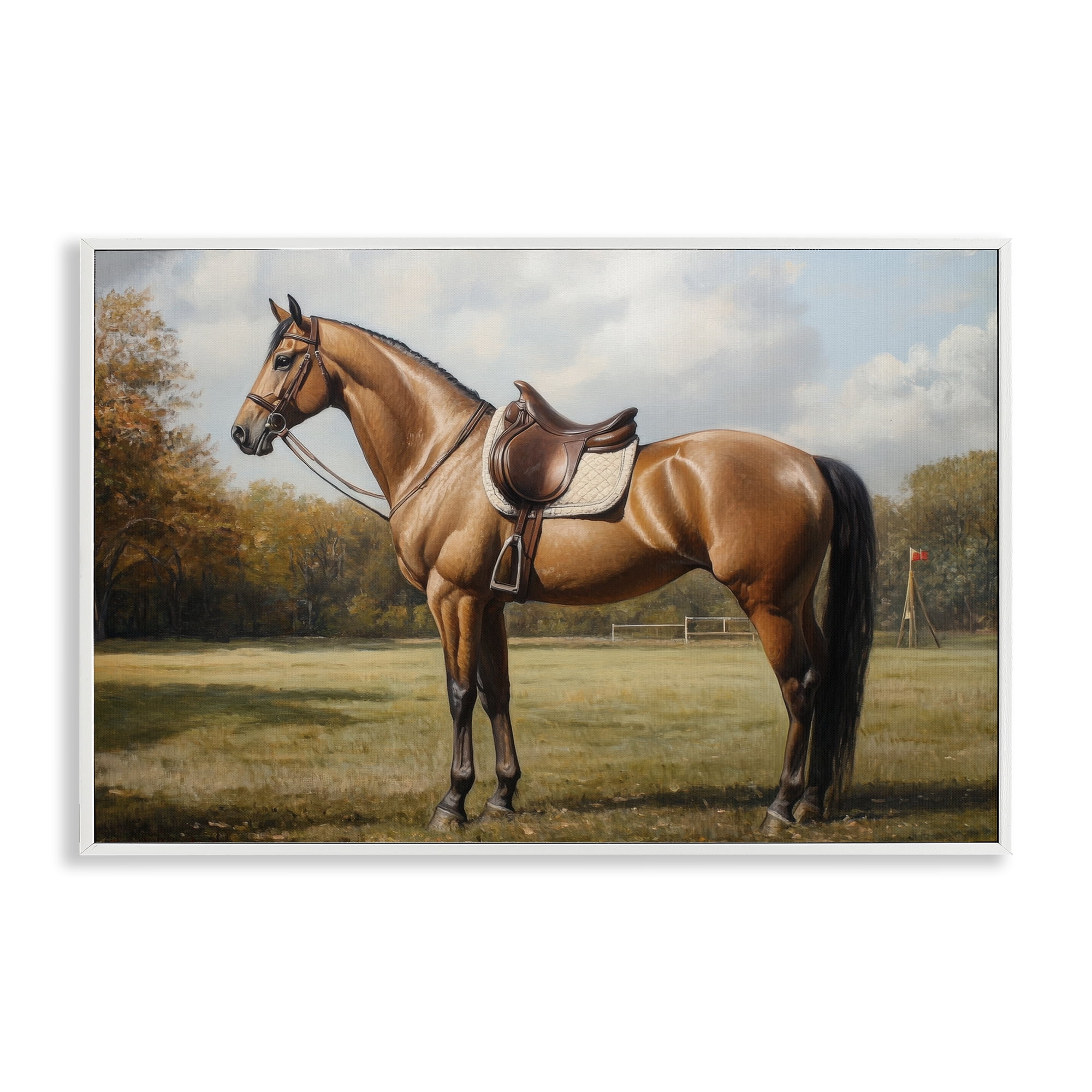 Stupell Industries Show Ready Horse with Saddle White Framed Giclee Art, design by Petal Prints Design
