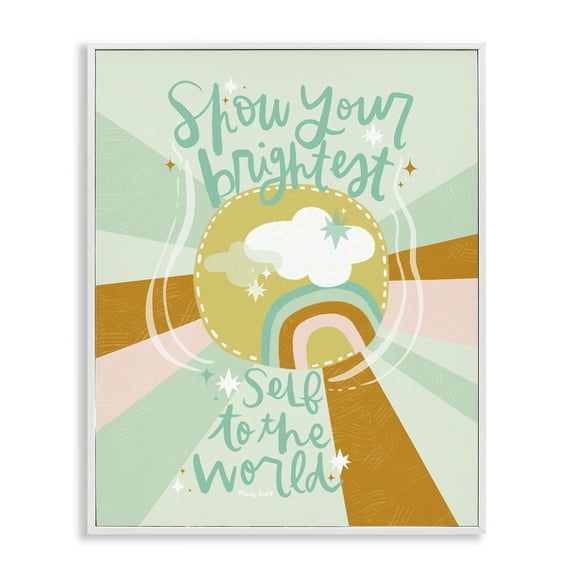 Stupell Industries Show Your Brightest Self Quotes and Sayings Painting White Framed Art Print Wall Art, 11 x 14