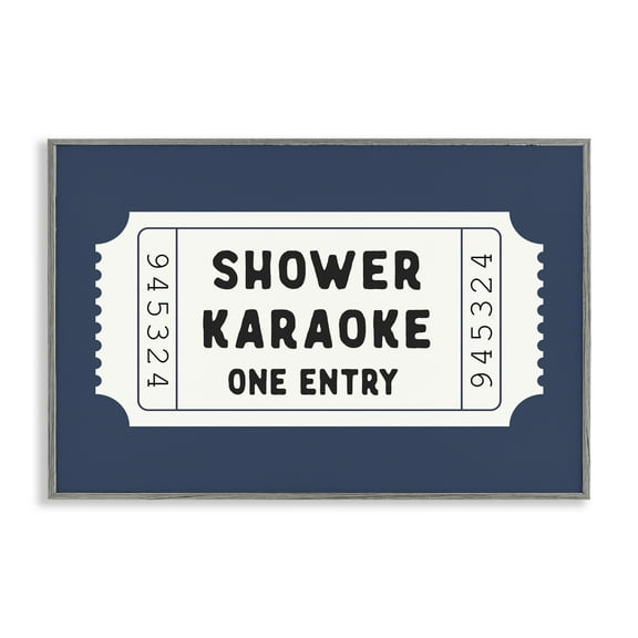 Stupell Industries Shower Karaoke Bathroom Humor Gray Framed Giclee Art design by Lettered and Lined, 16 x 24