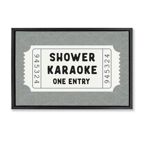 Stupell Industries Shower Singing Ticket Stub Black Framed Floater Canvas Wall Art design by Lettered and Lined, 17 x 25