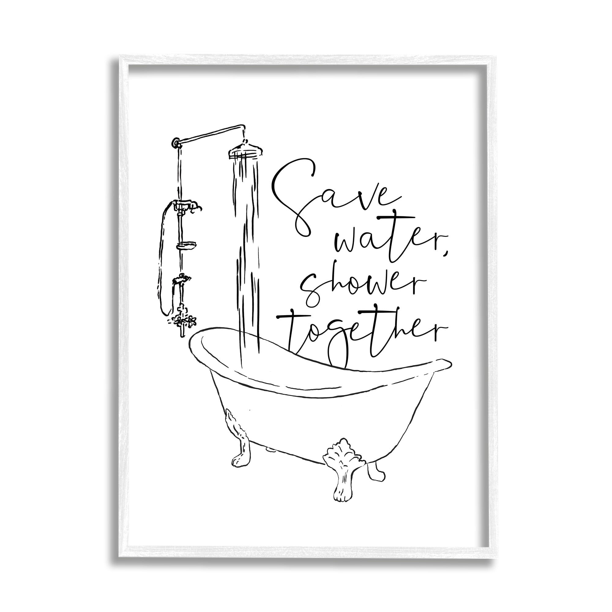 Stupell Industries Shower Together Funny Ink Drawing Bathroom Design, 11 x 14,Design by Milli Villa