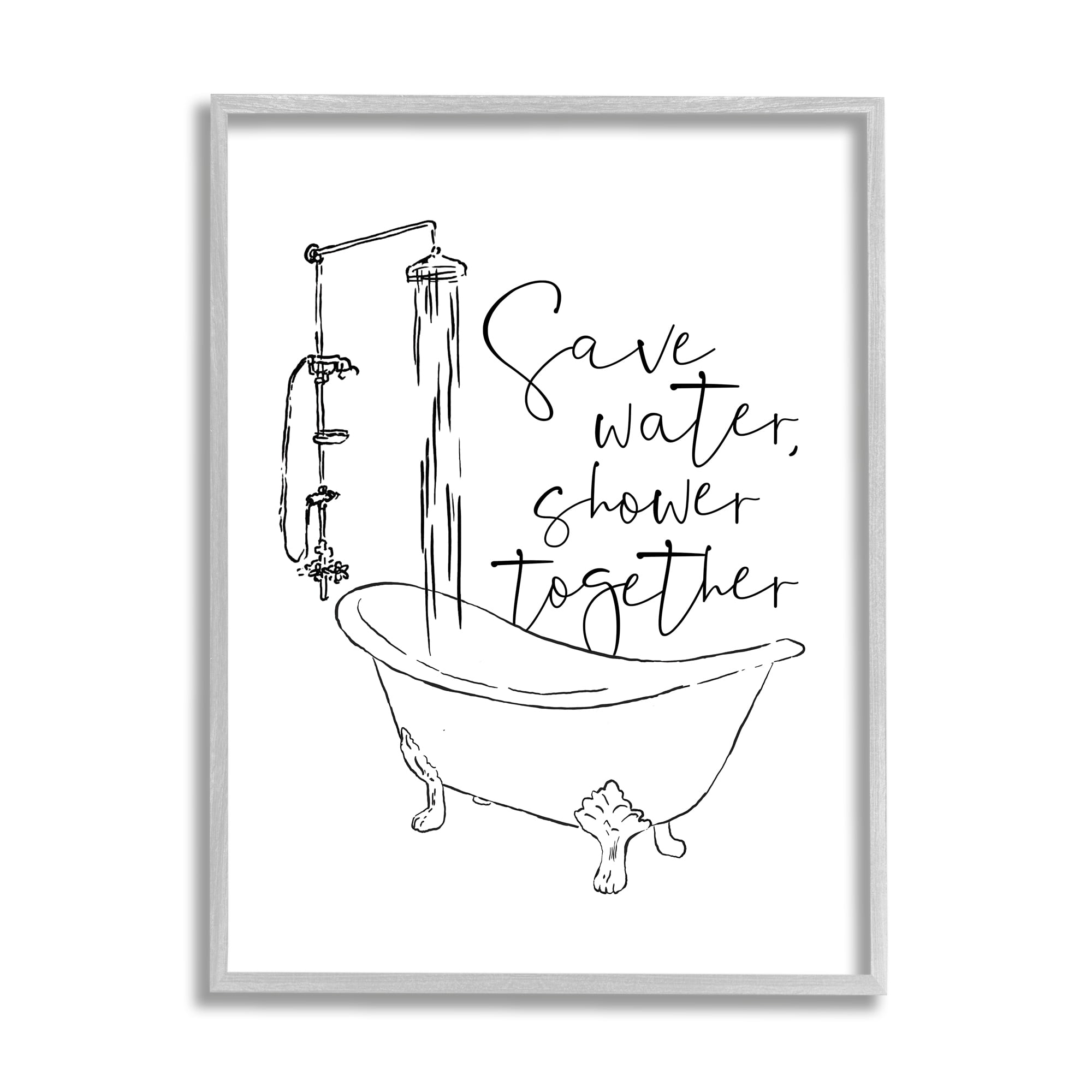 Stupell Industries Shower Together Funny Ink Drawing Bathroom Design, 24 x 30,Design by Milli Villa