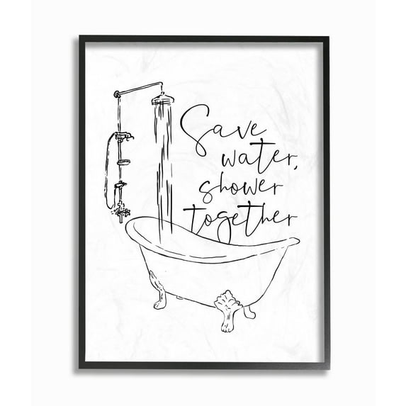 Stupell Industries Shower Together Funny Ink Drawing Bathroom Design Graphic Art Gallery-Wrapped Canvas Print Wall Art, 36x48, by Milli Villa
