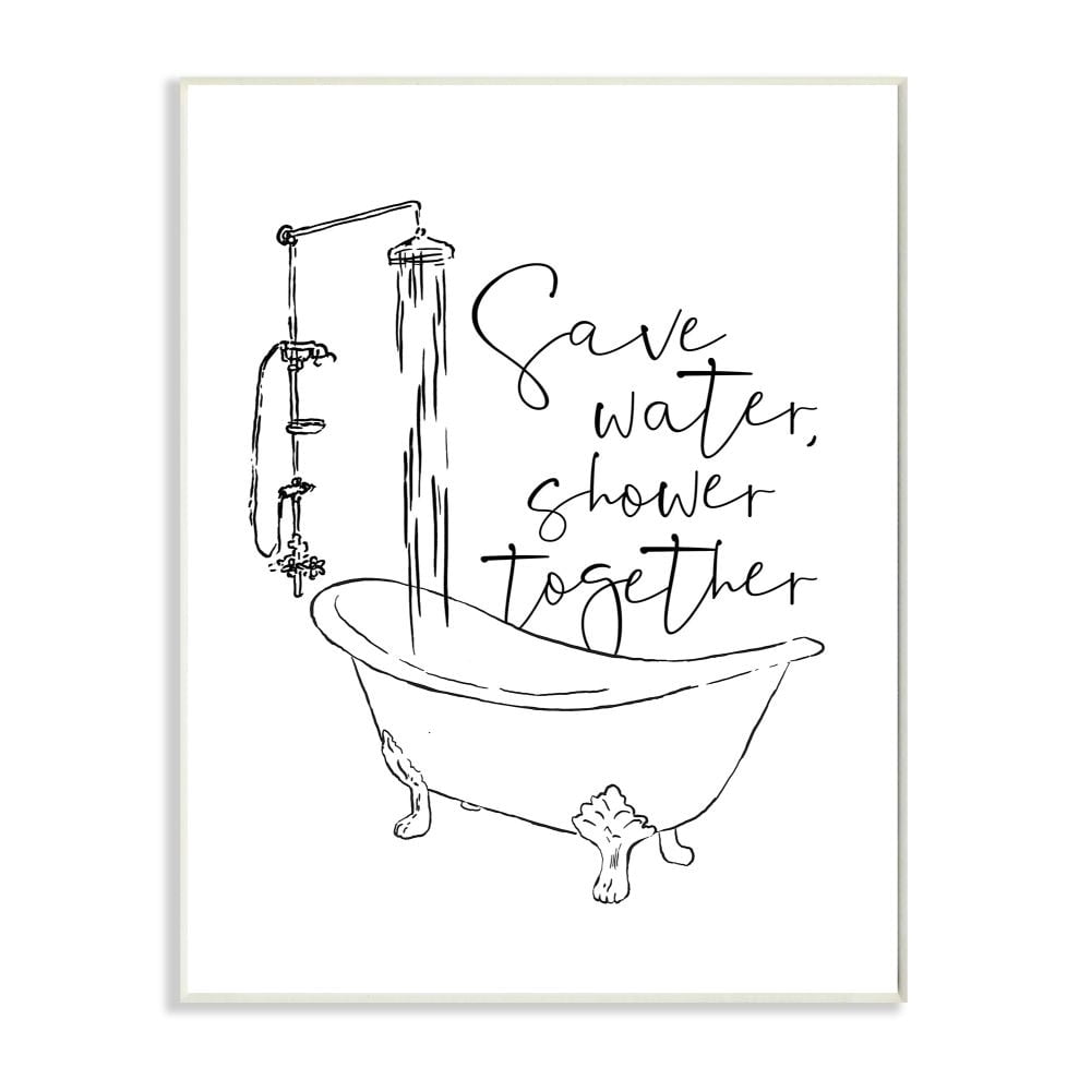 Stupell Industries Shower Together Funny Ink Drawing Bathroom Design Wall Plaque by Milli Villa