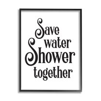 Stupell Industries Shower Together Humorous Bathroom Typography Casual Sign Graphic Art Black Framed Art Print Wall Art, Design by Lettered and Lined