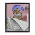 thumbnail image 1 of Stupell Industries Showercap Cat Bathroom Humor Black Framed Floater Canvas Wall Art design by Jesse Keith, 31 x 25, 1 of 9