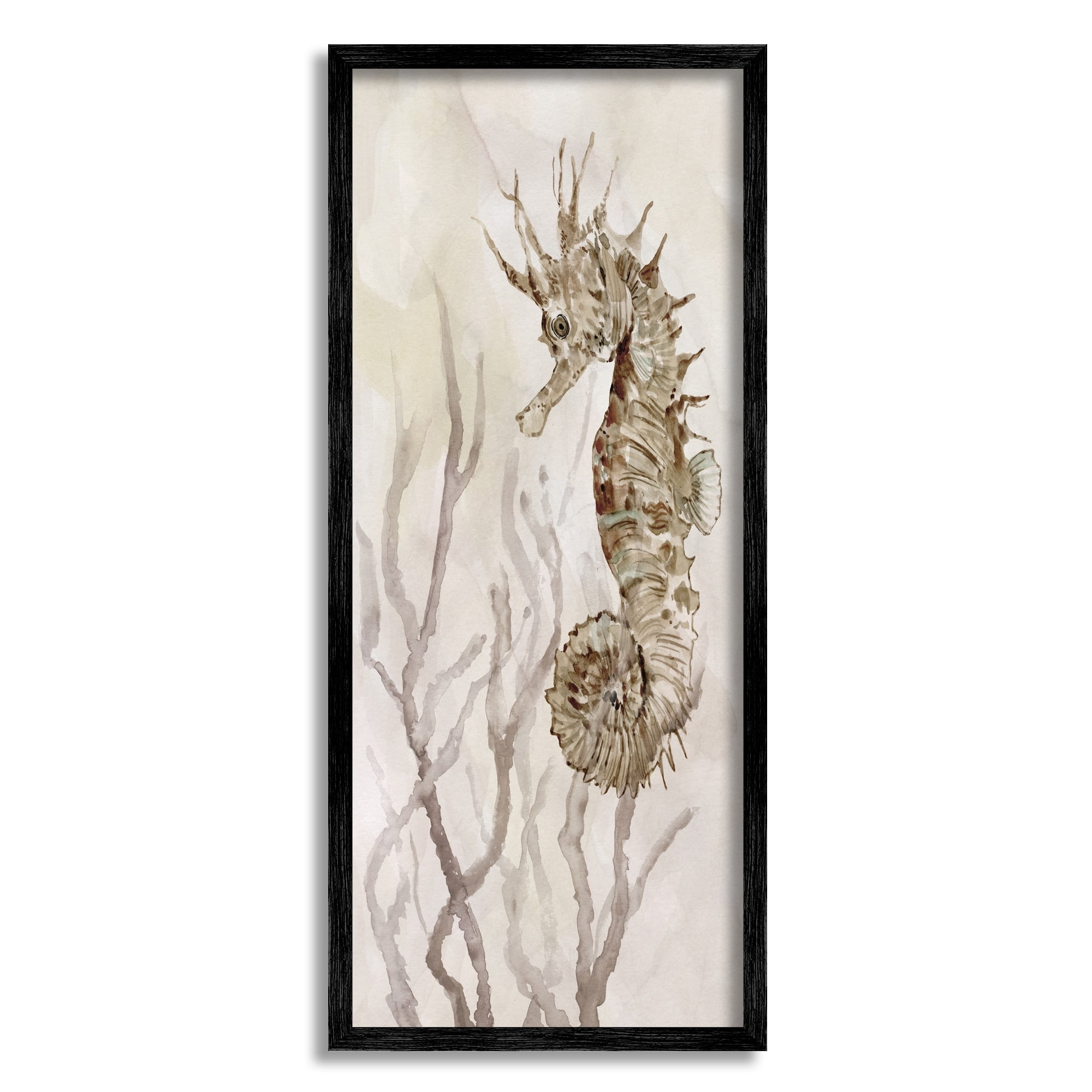 Stupell Industries Shy Seahorse Confined Fluid Seaweed Animal Sea Life,13 x 30, Design by Carol Robinson
