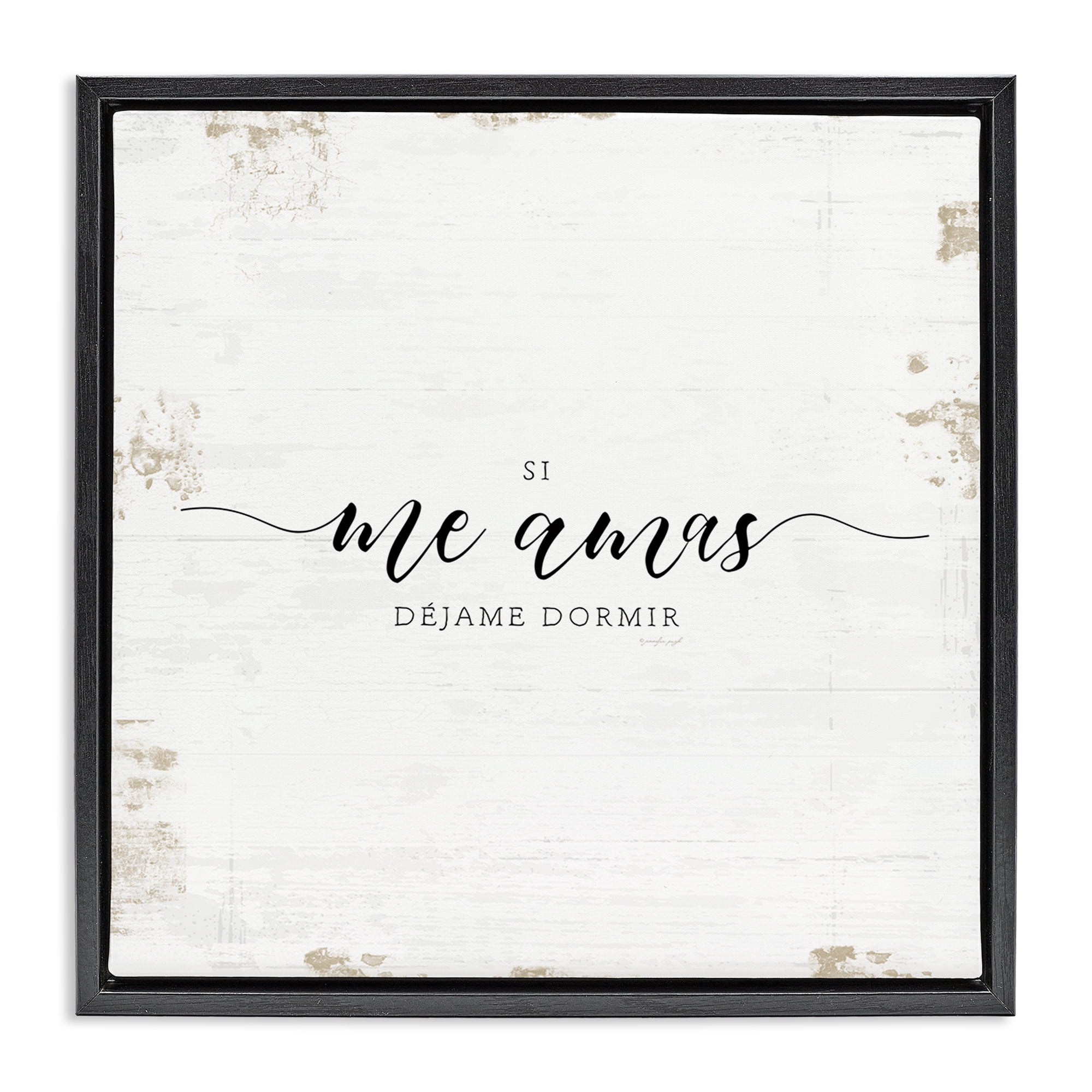 Stupell Industries Si Me Amas Déjame Dormir Inspirational Quotes & Sayings Painting Black Floater Framed Art Print Wall Art, 18 x 18