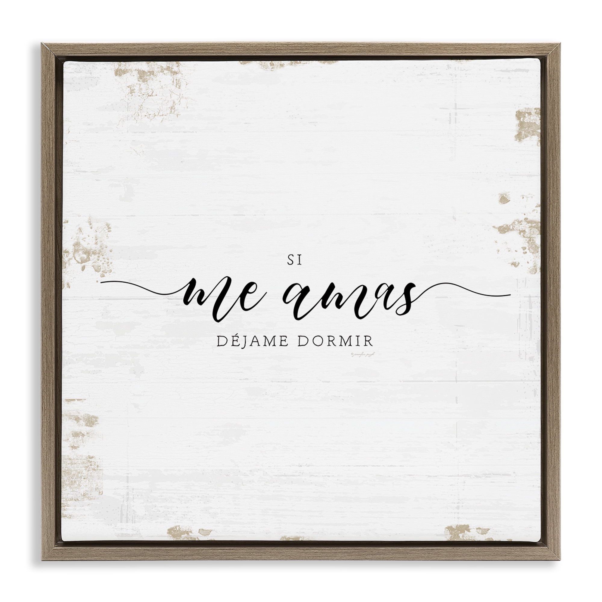 Stupell Industries Si Me Amas Déjame Dormir Inspirational Quotes & Sayings Painting Brown Floater Framed Art Print Wall Art, 25 x 25