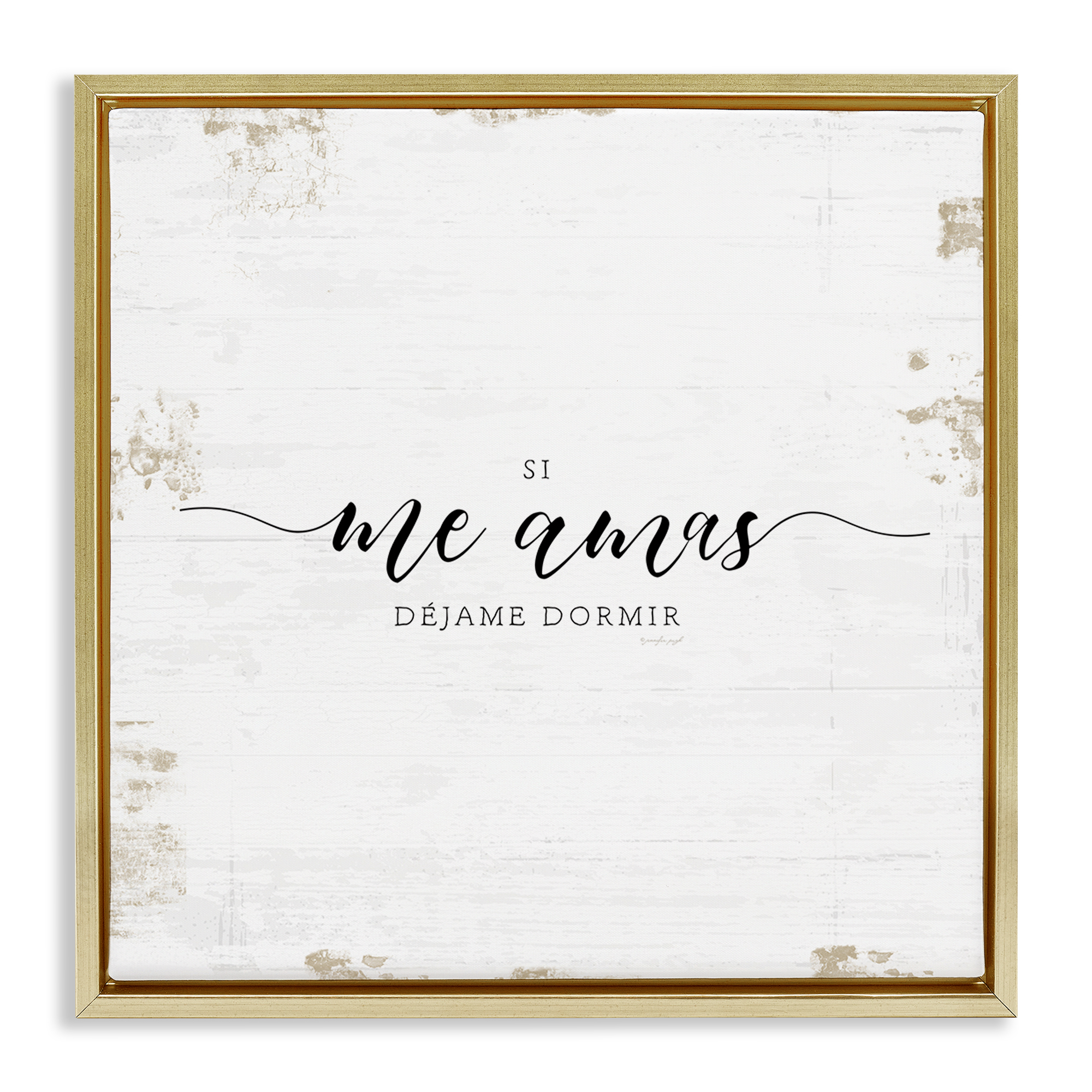 Stupell Industries Si Me Amas Déjame Dormir Inspirational Quotes & Sayings Painting Gold Floater Framed Art Print Wall Art, 18 x 18