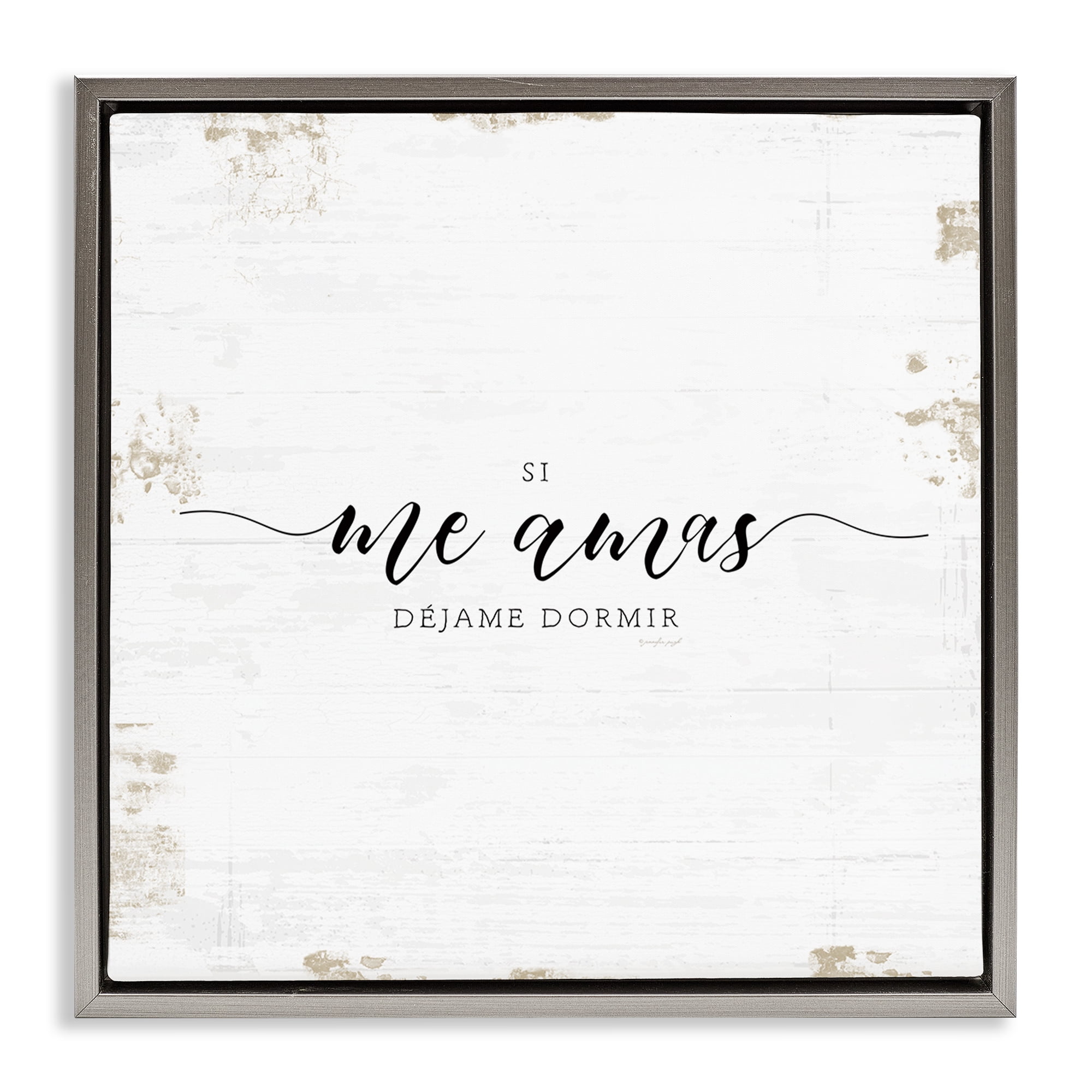 Stupell Industries Si Me Amas Déjame Dormir Inspirational Quotes & Sayings Painting Gray Floater Framed Art Print Wall Art, 18 x 18
