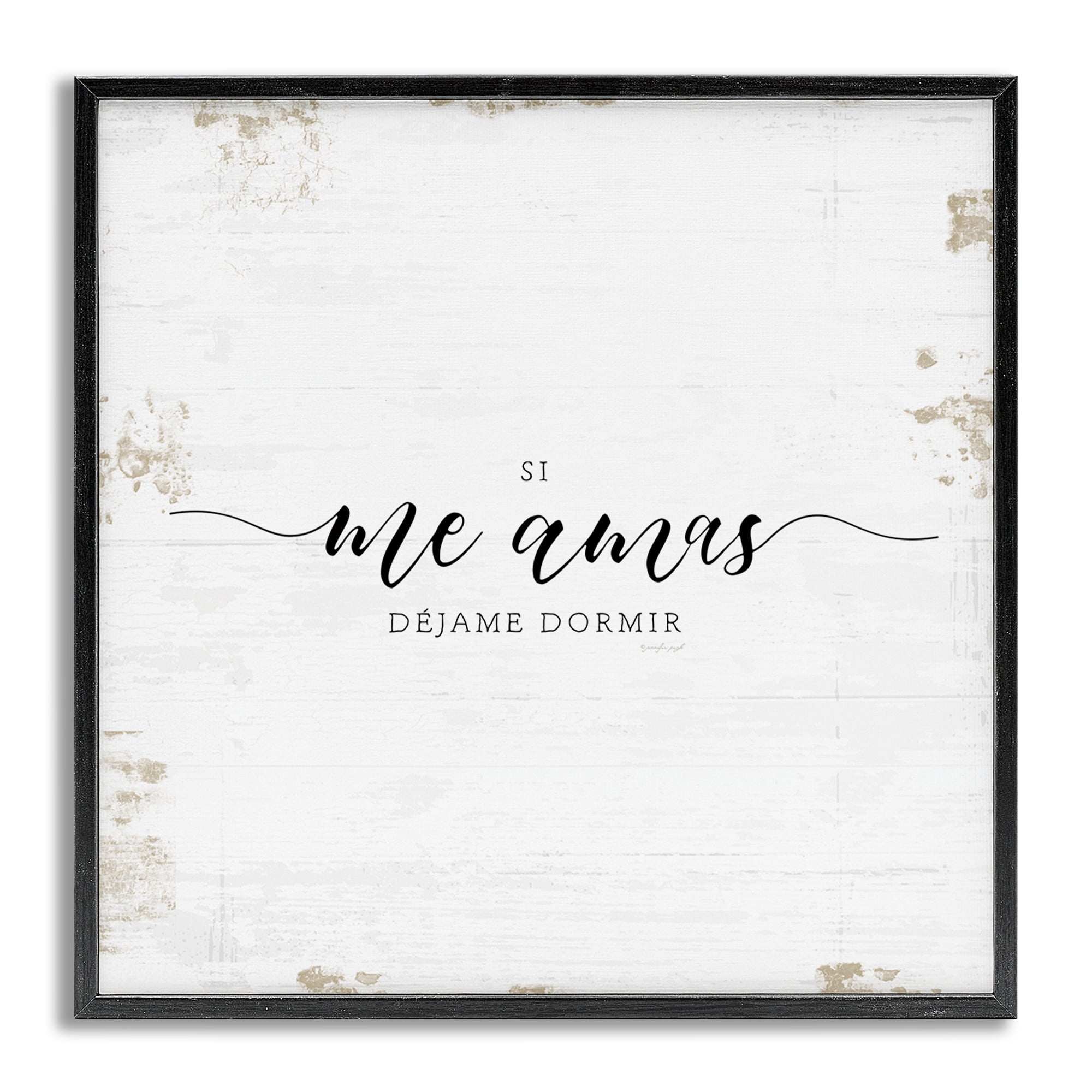 Stupell Industries Si Me Amas Déjame Dormir Inspirational Quotes & Sayings Painting Gray Framed Art Print Wall Art, 24 x 24