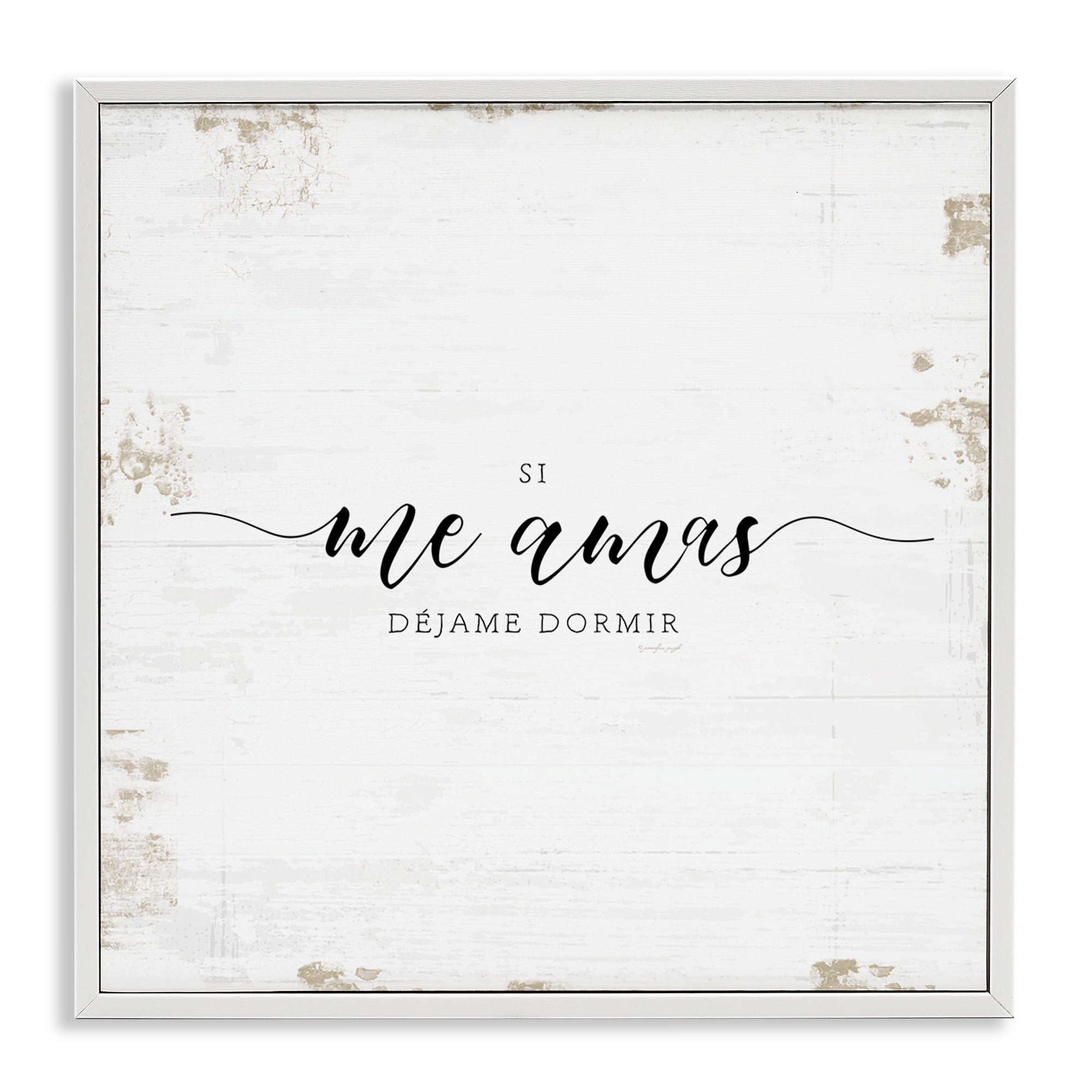 Stupell Industries Si Me Amas Déjame Dormir Inspirational Quotes & Sayings Painting White Framed Art Print Wall Art, 12 x 12